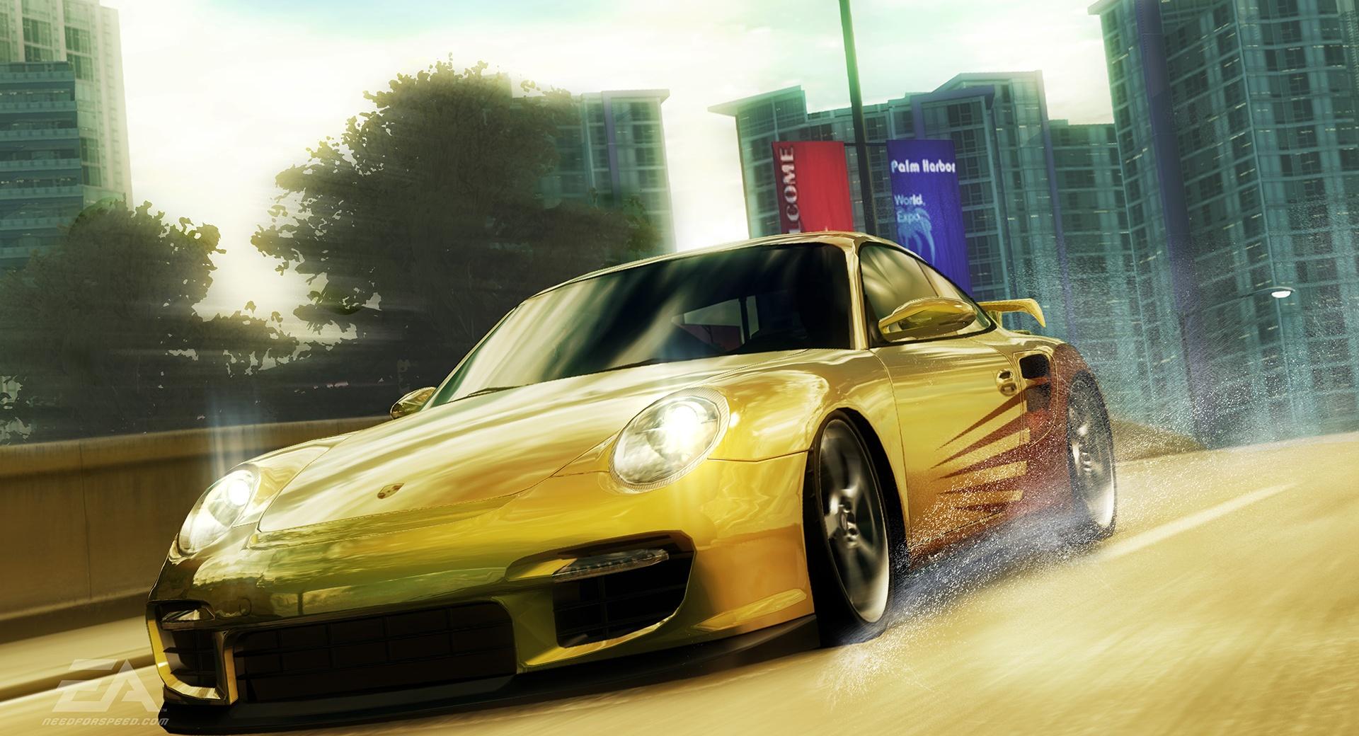 Need for Speed Undercover Yellow Porsche at 1024 x 1024 iPad size wallpapers HD quality