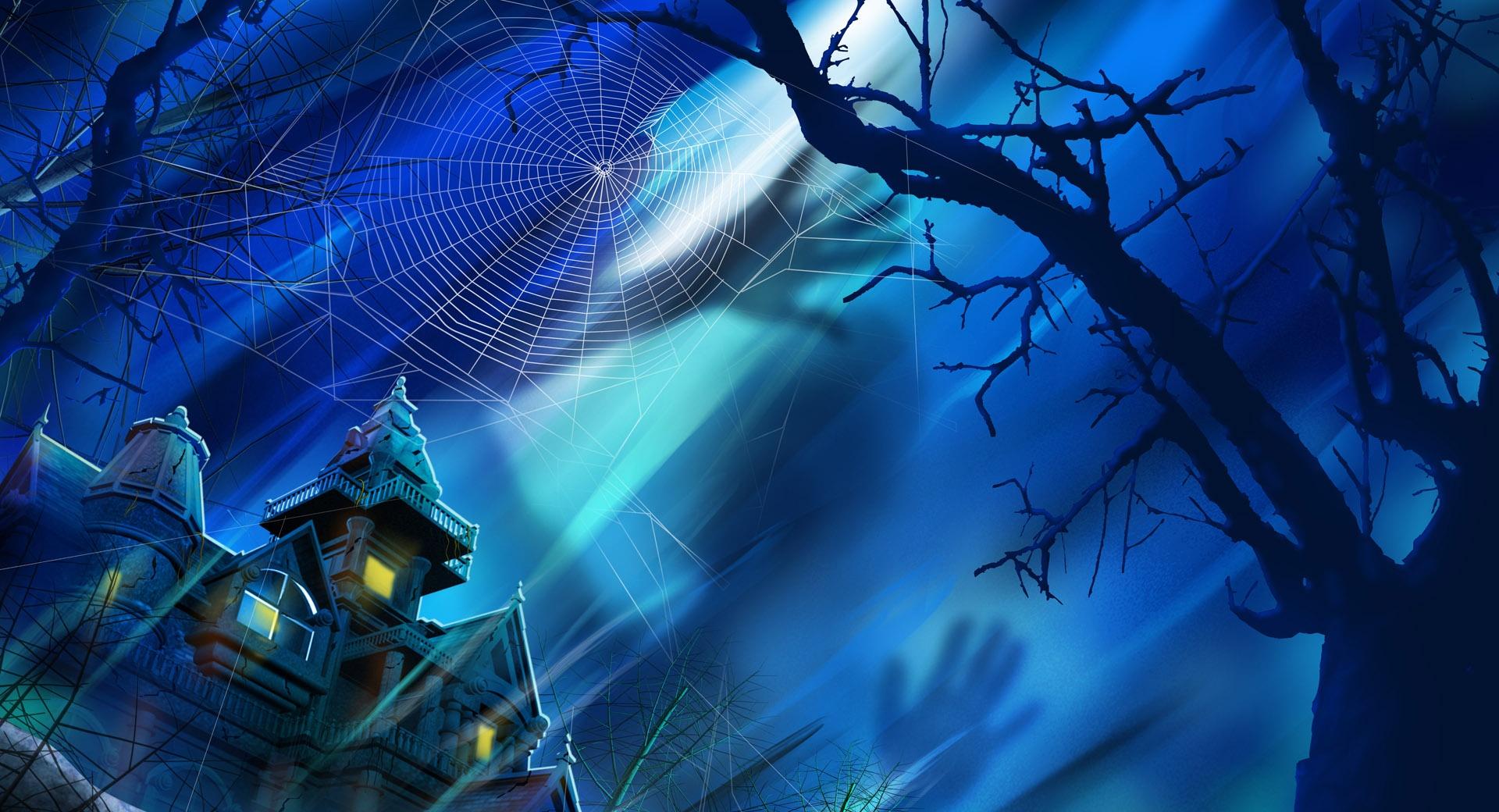 Spooky House Night Hallowmas Halloween at 1366 x 768 HD size wallpapers HD quality