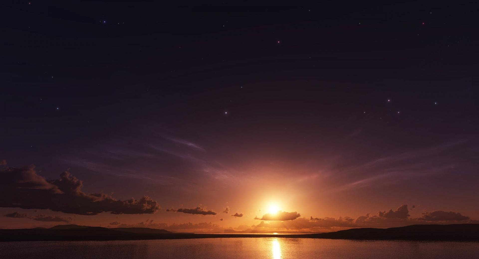 Stars And Sunset at 1152 x 864 size wallpapers HD quality
