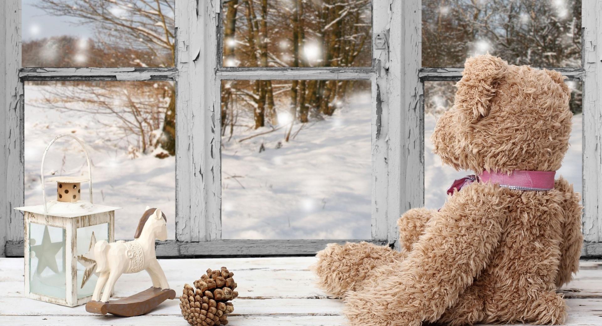 Toy Bear Beside Window at 640 x 1136 iPhone 5 size wallpapers HD quality