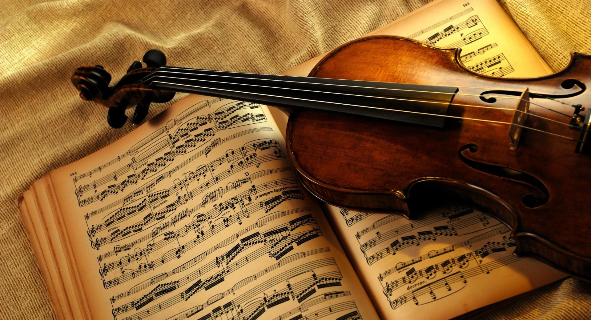 Violin And Notes at 640 x 960 iPhone 4 size wallpapers HD quality