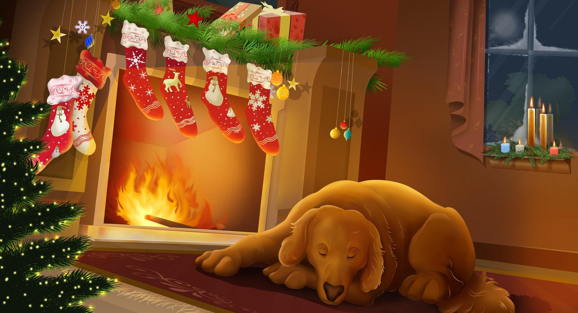 Warm Christmas Night at 1024 x 1024 iPad size wallpapers HD quality