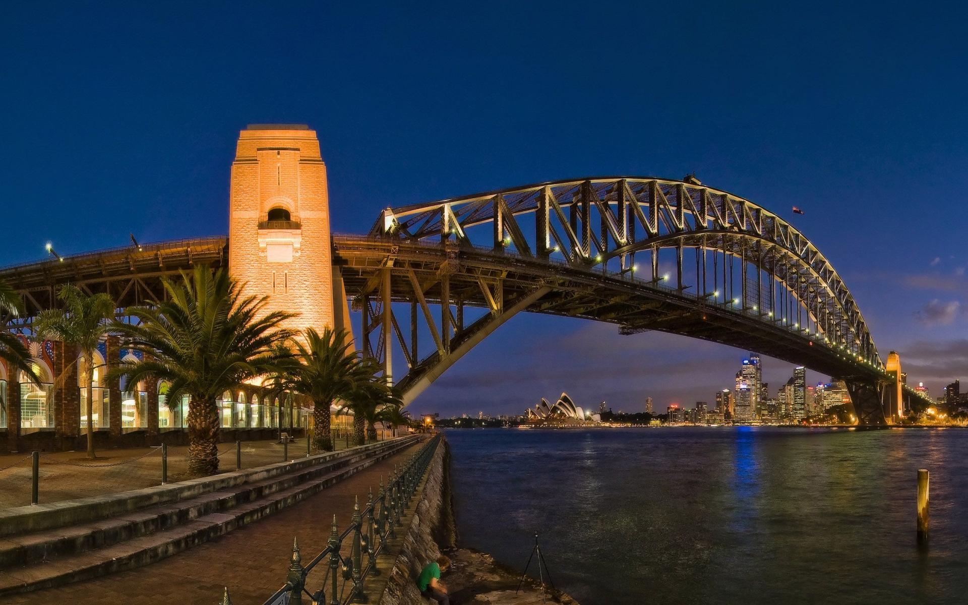 страны архитектура мост ночь река Sydney Harbour Bridge Сидней Австралия бесплатно