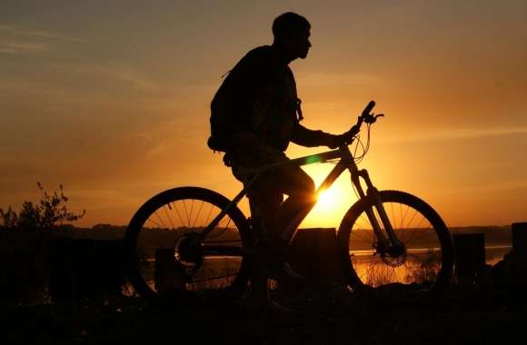 Biker At Sunset
