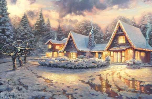 Christmas Lodge by Thomas Kinkade
