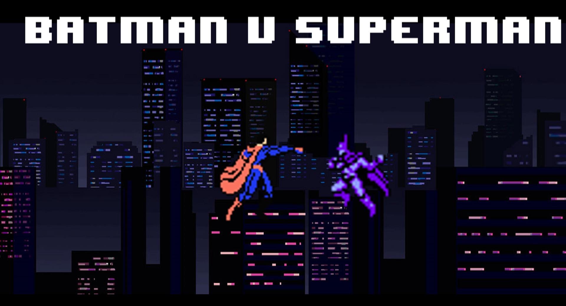 8-bit Batman v Superman at 320 x 480 iPhone size wallpapers HD quality