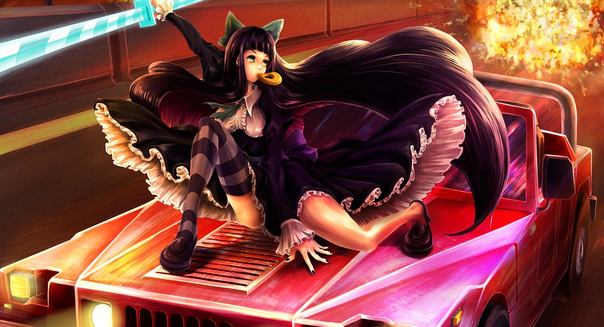 Anime Car Girl at 640 x 1136 iPhone 5 size wallpapers HD quality