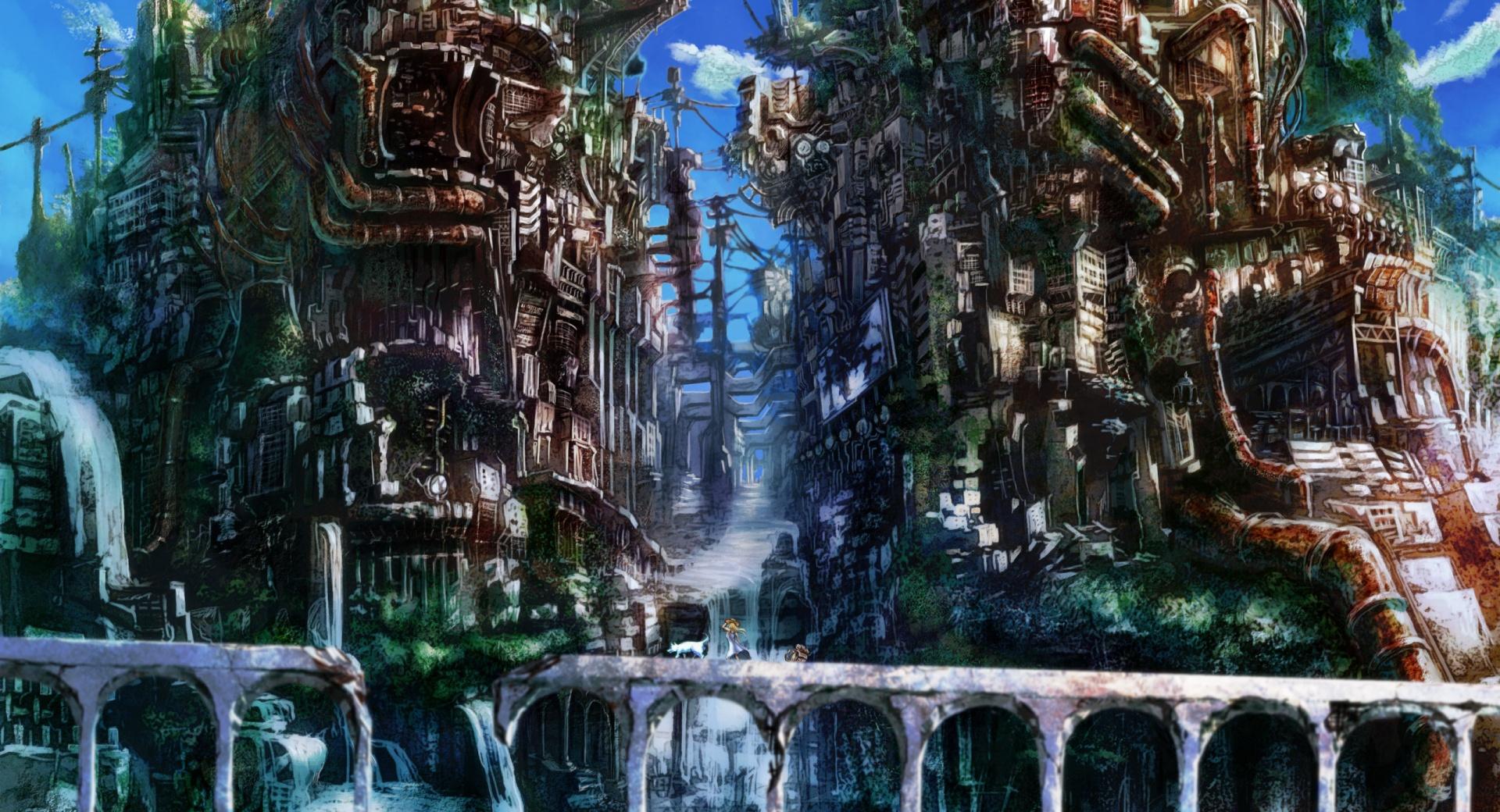 Anime City at 320 x 480 iPhone size wallpapers HD quality