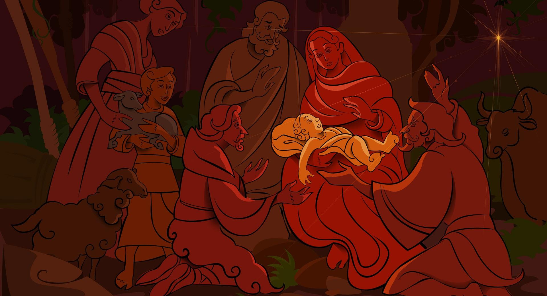 Birth Of Jesus at 640 x 960 iPhone 4 size wallpapers HD quality