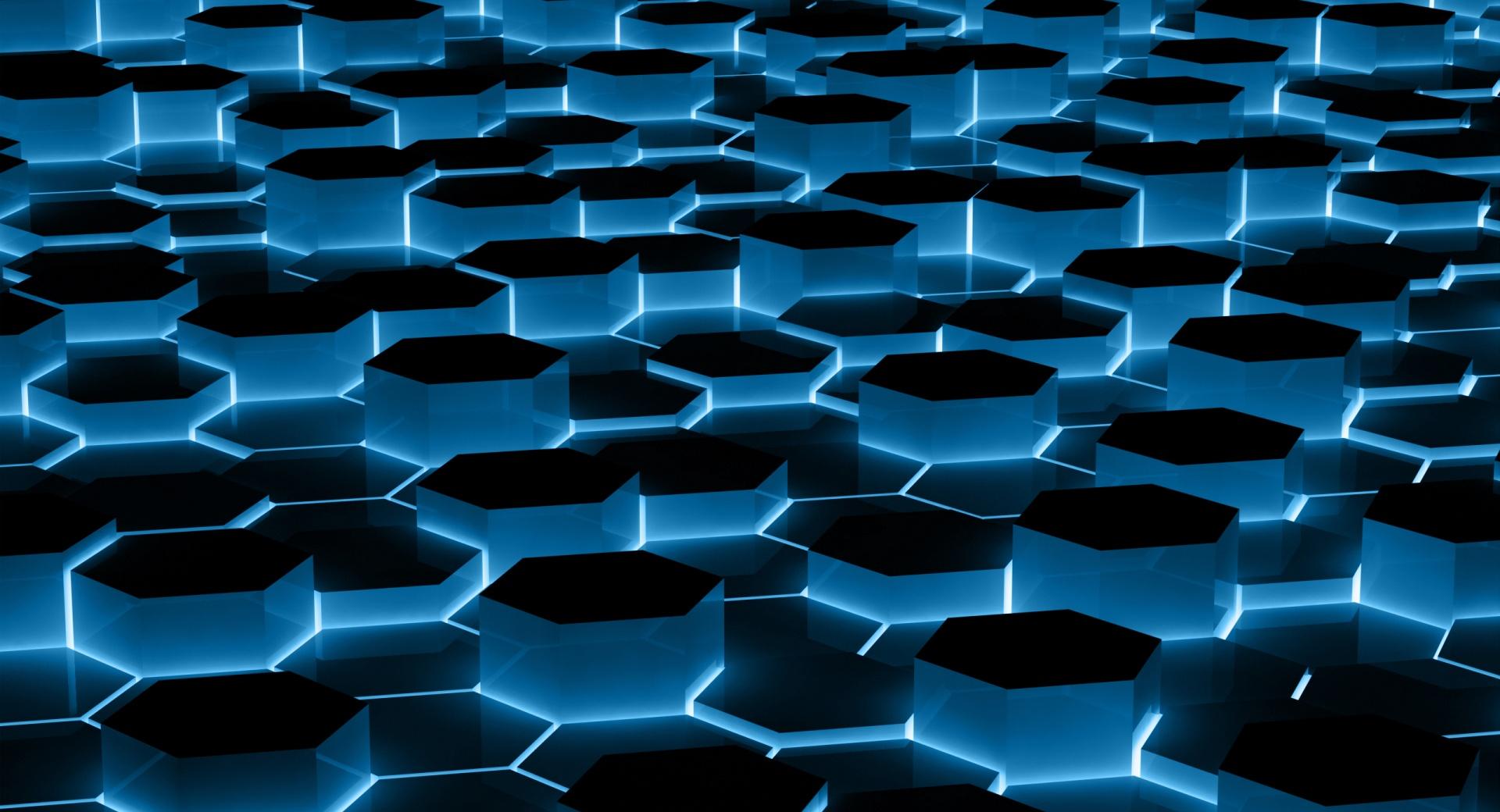 Blue Hexagons at 1152 x 864 size wallpapers HD quality