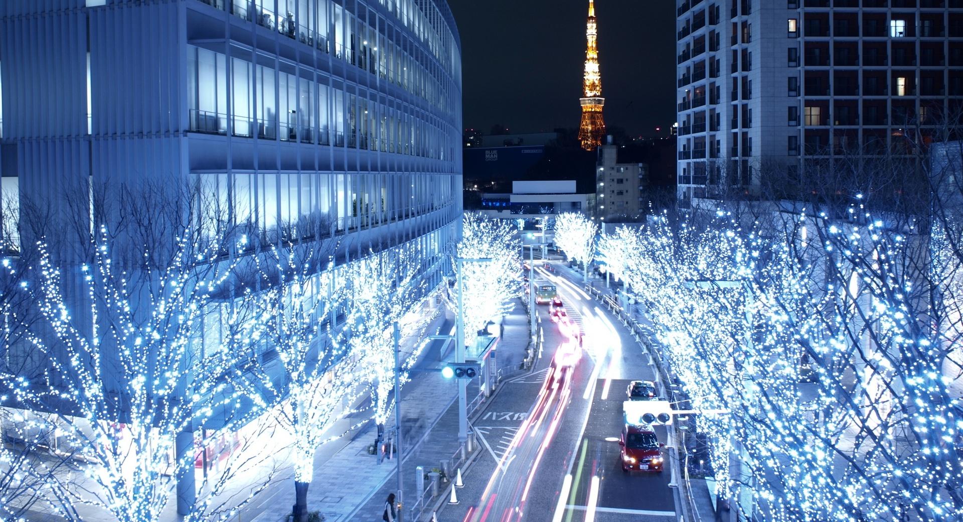 Blue Lights In Tokyo at 640 x 1136 iPhone 5 size wallpapers HD quality