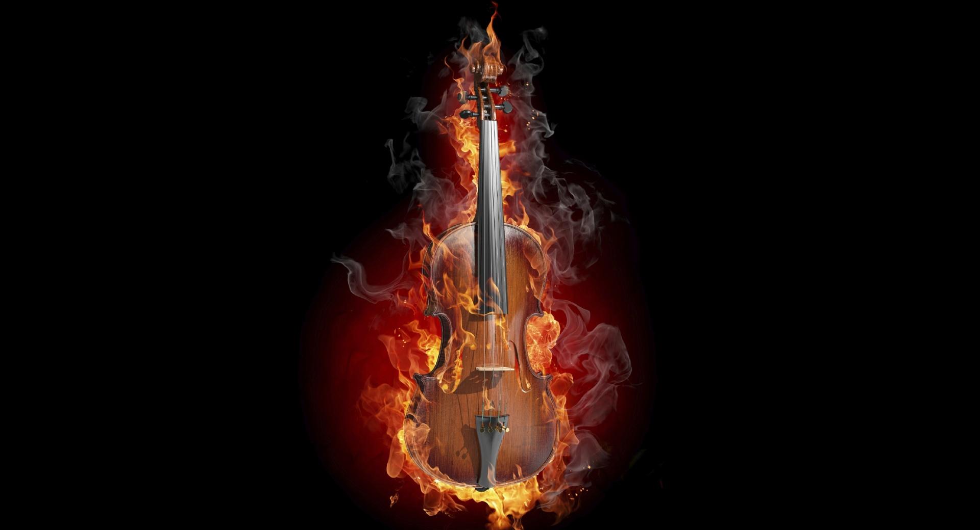 Burning Violin at 1024 x 1024 iPad size wallpapers HD quality