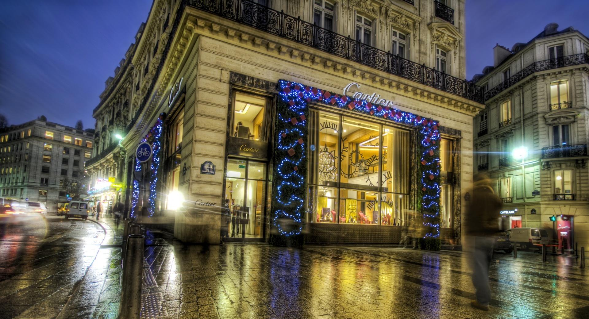 Cartier on the Champs Elysees at Christmas wallpapers HD quality