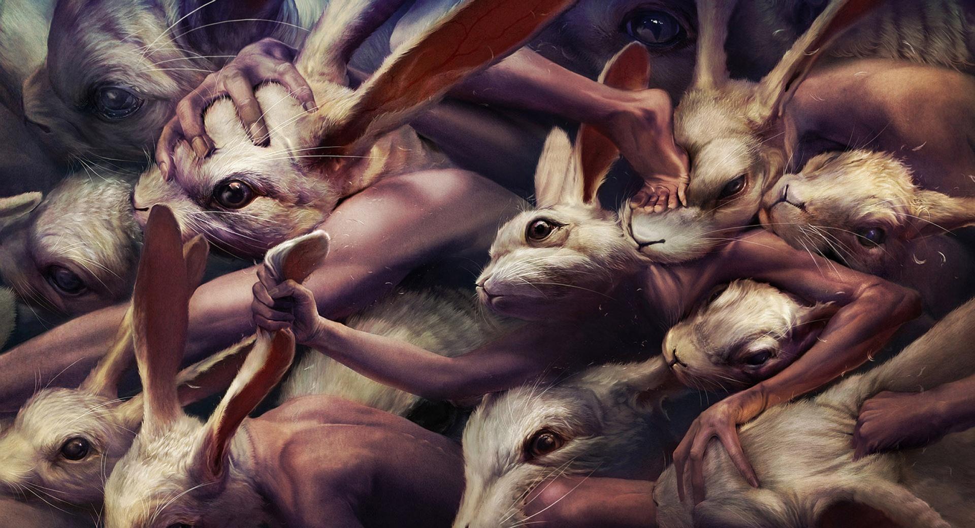Creepy Rabbits Artwork at 640 x 960 iPhone 4 size wallpapers HD quality