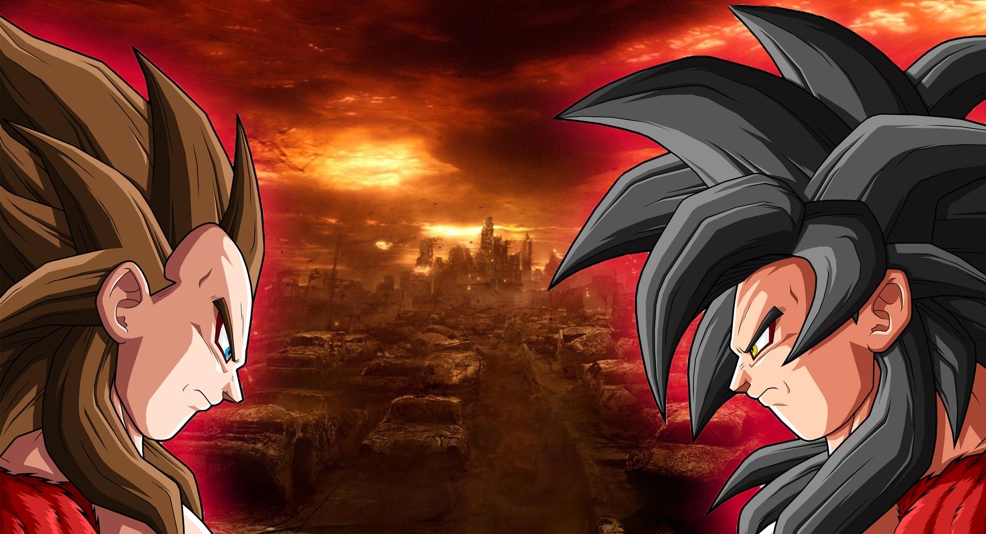 DBZ SS4 Goku vs Vegeta at 1600 x 1200 size wallpapers HD quality