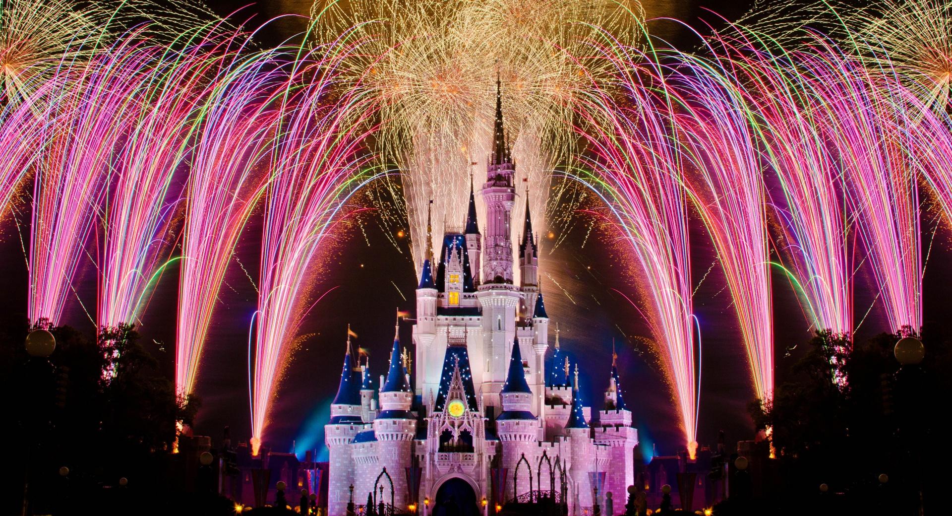 Fireworks Over Cinderella Castle at 640 x 1136 iPhone 5 size wallpapers HD quality