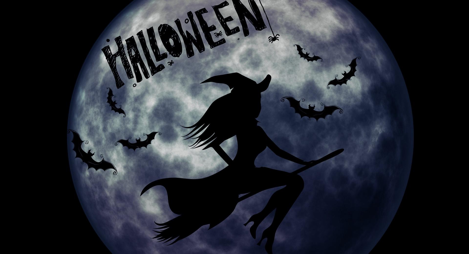 Halloween Witch on Broom at 640 x 1136 iPhone 5 size wallpapers HD quality