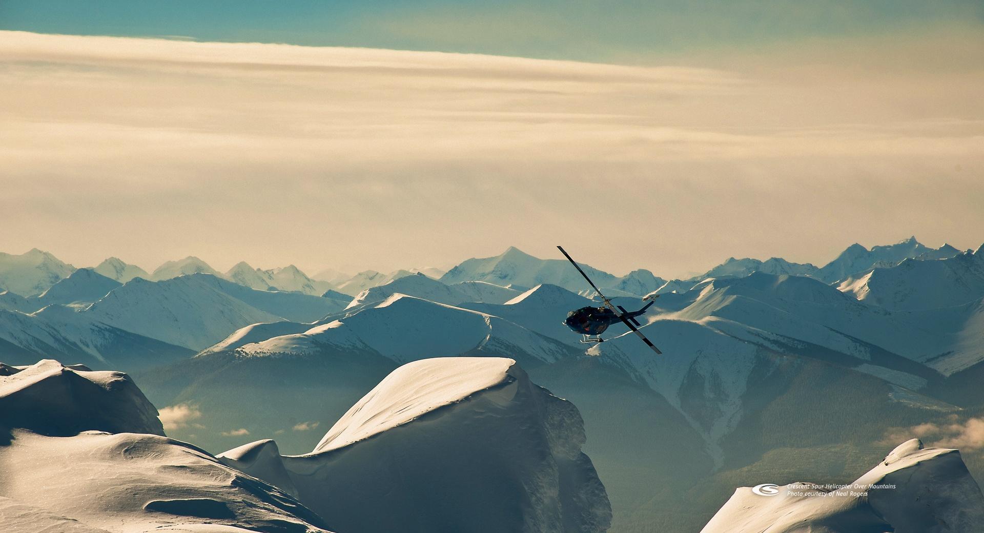 Helicopter Over Mountains at 640 x 960 iPhone 4 size wallpapers HD quality
