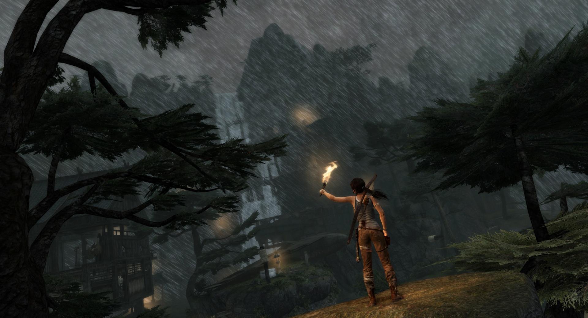 Lara Croft in the Rain (Tomb Raider 2013) at 1024 x 1024 iPad size wallpapers HD quality