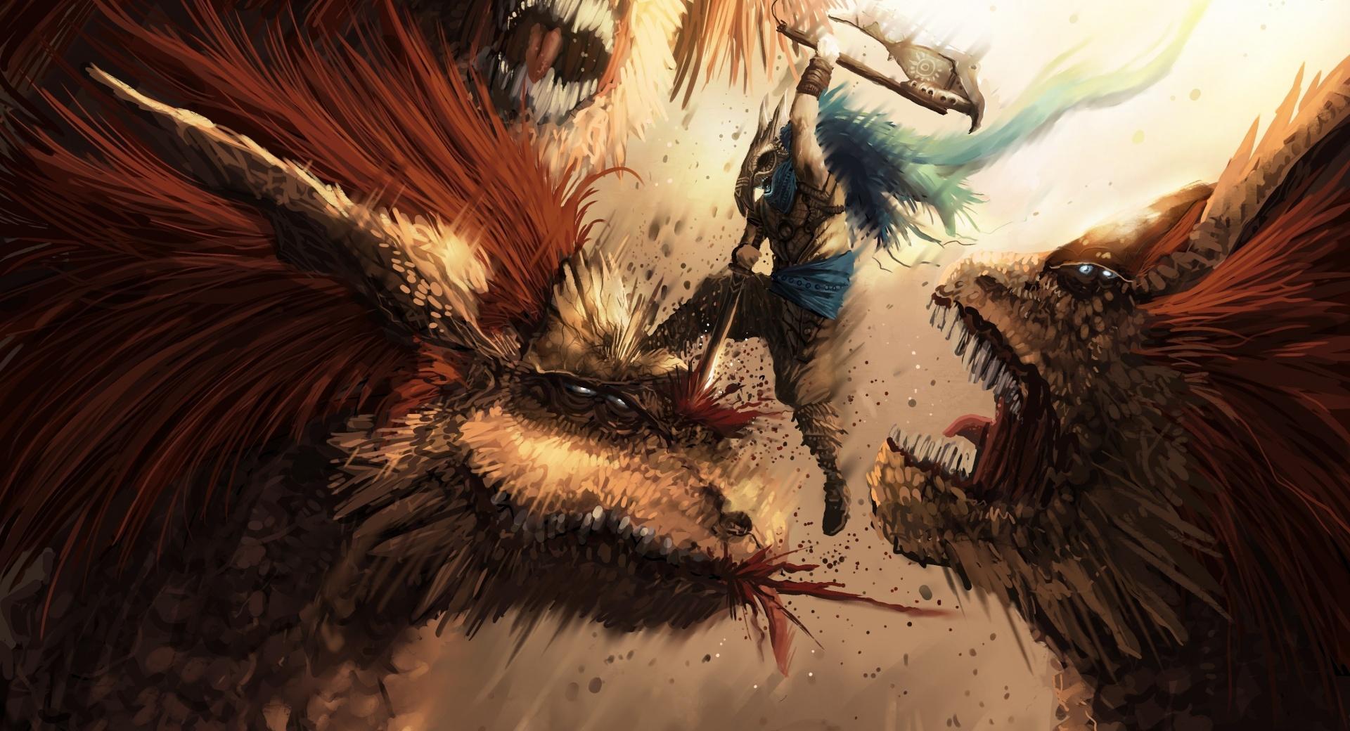 Monsters Fight at 640 x 960 iPhone 4 size wallpapers HD quality