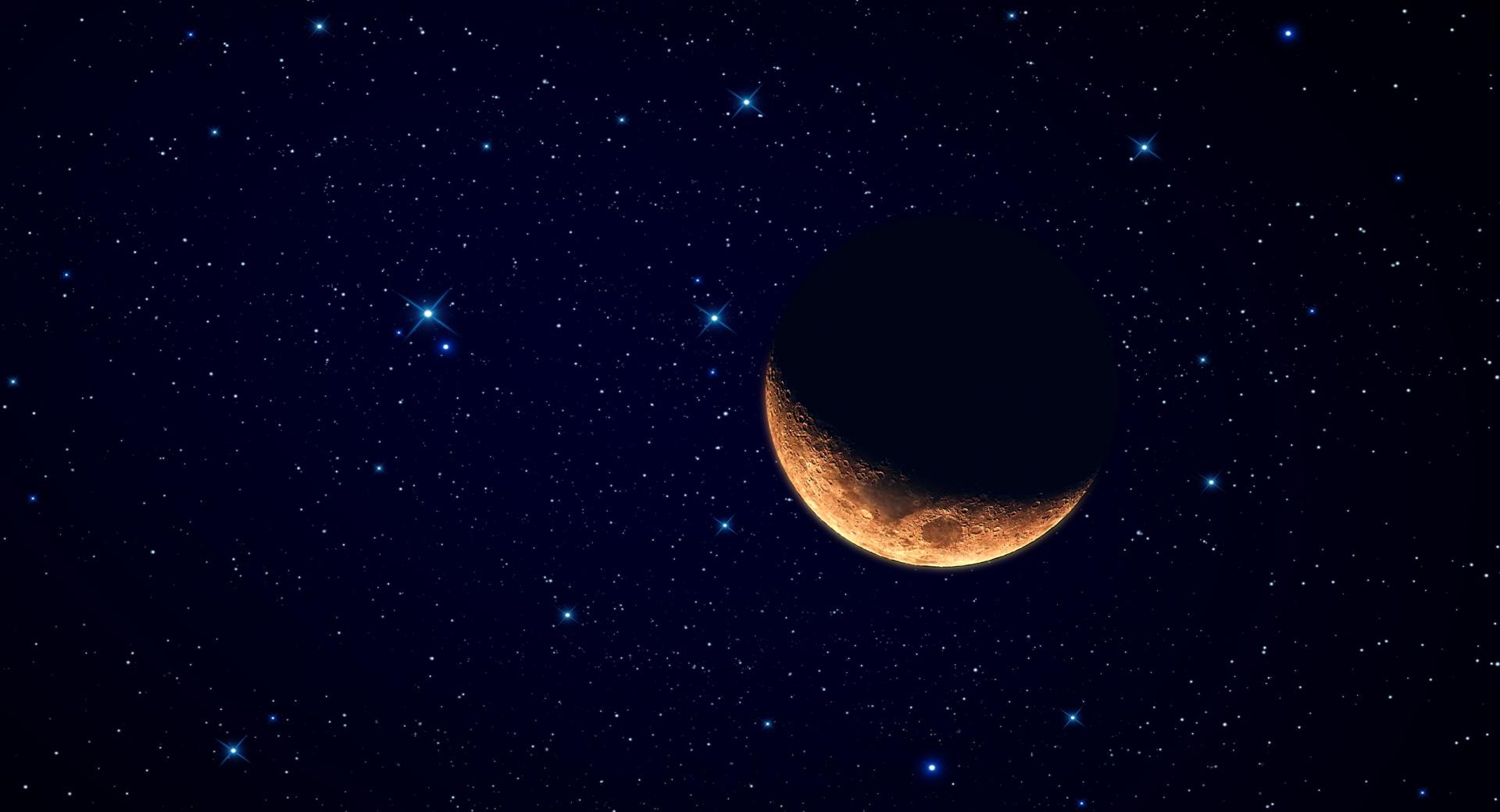 Moon Waning Crescent at 640 x 960 iPhone 4 size wallpapers HD quality