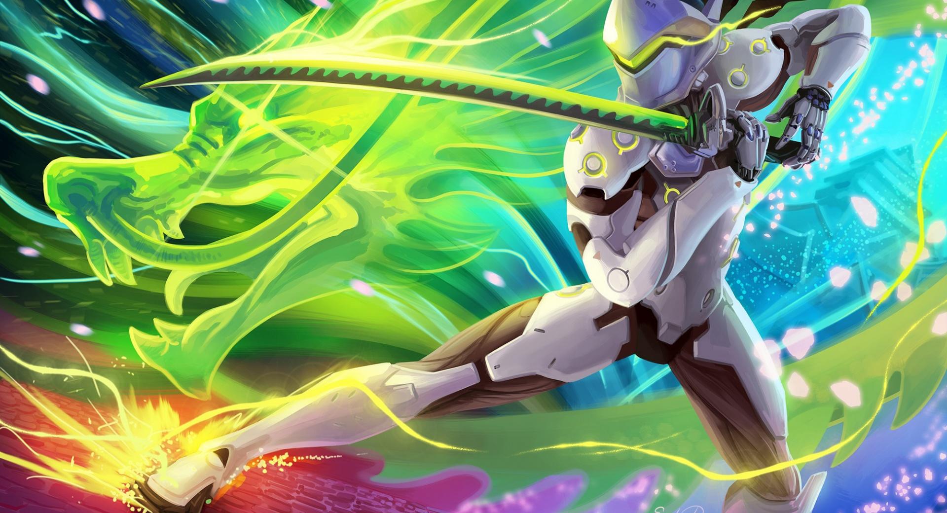 Overwatch Genji at 1600 x 1200 size wallpapers HD quality