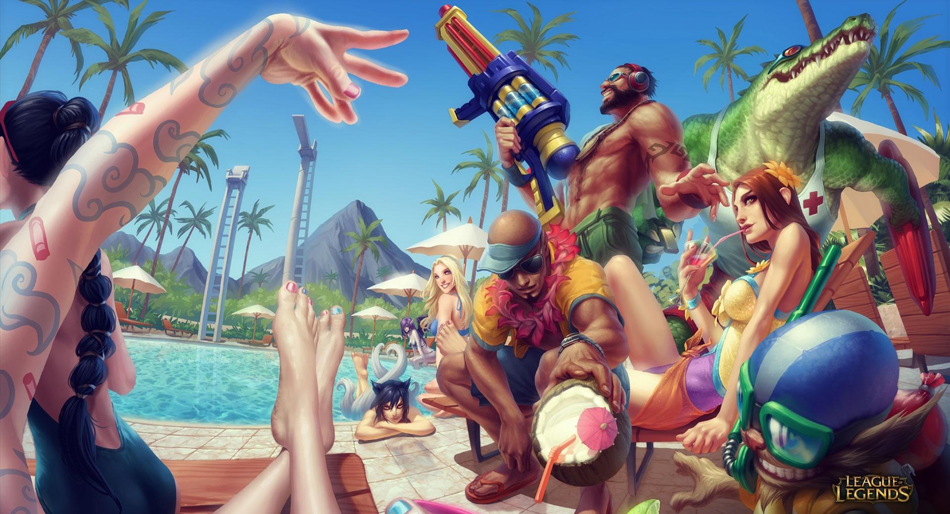 Pool Party - League of Legends at 1334 x 750 iPhone 7 size wallpapers HD quality