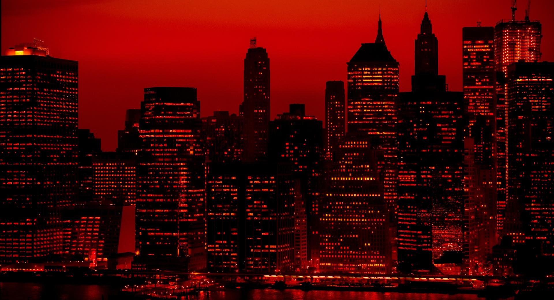 Red Sky At Night New York City at 1334 x 750 iPhone 7 size wallpapers HD quality