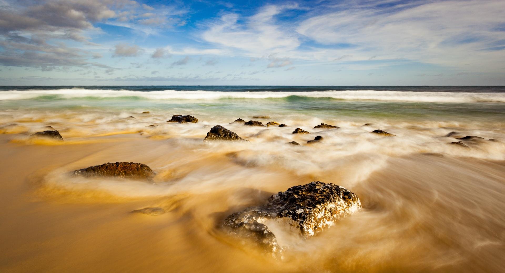 Rocks, Sand Beach at 2048 x 2048 iPad size wallpapers HD quality