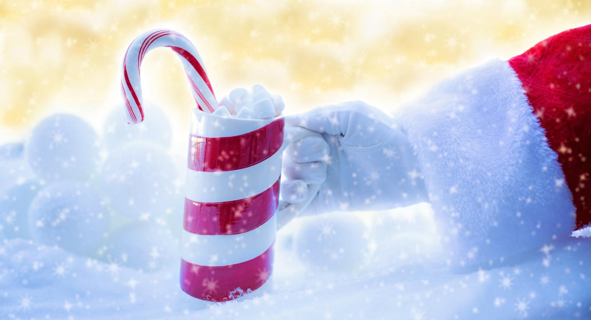 Santa Claus Hot Chocolate Marshmallows at 1024 x 1024 iPad size wallpapers HD quality