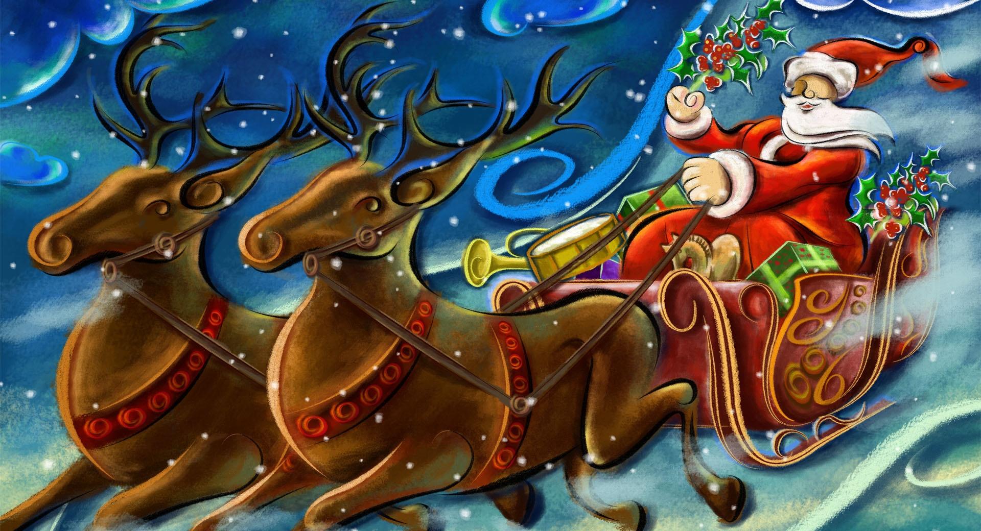 Santa Claus Is Coming For Christmas at 1600 x 1200 size wallpapers HD quality