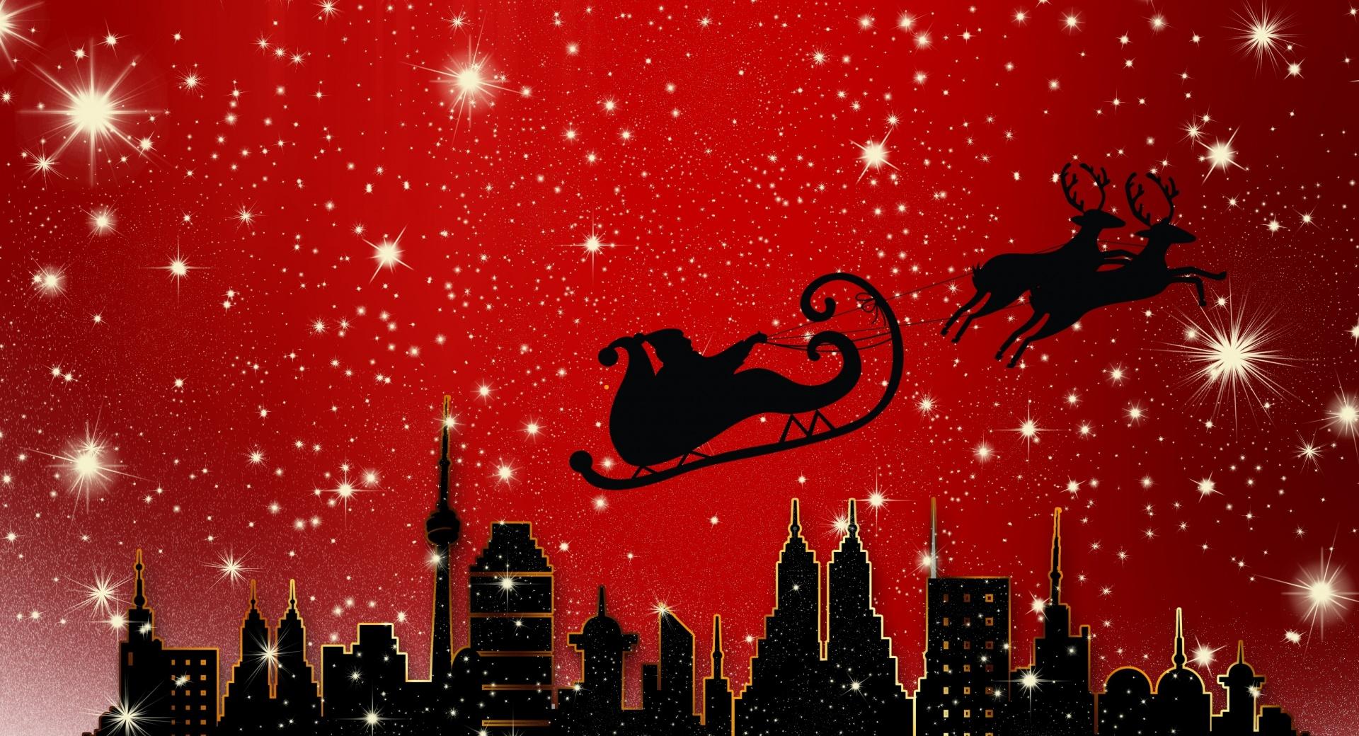Santa Claus is Coming to City at 640 x 960 iPhone 4 size wallpapers HD quality