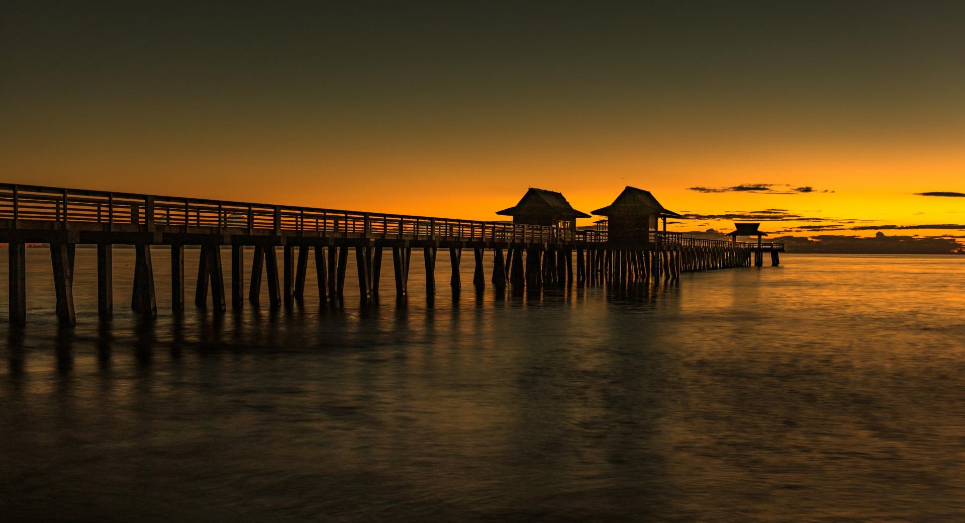 Sunset, Pier, Florida at 1024 x 1024 iPad size wallpapers HD quality