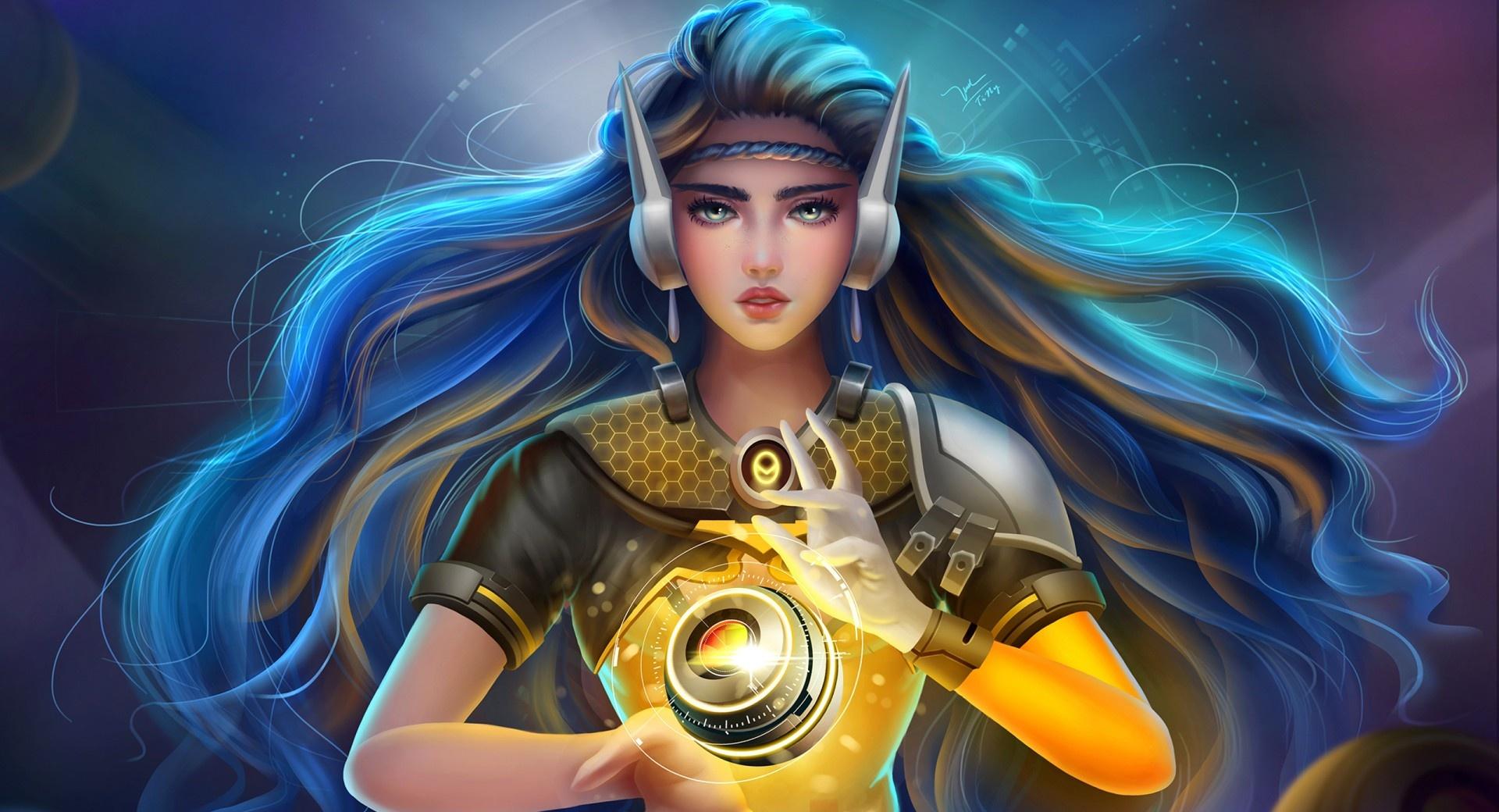 Symmetra Overwatch Artwork at 2048 x 2048 iPad size wallpapers HD quality