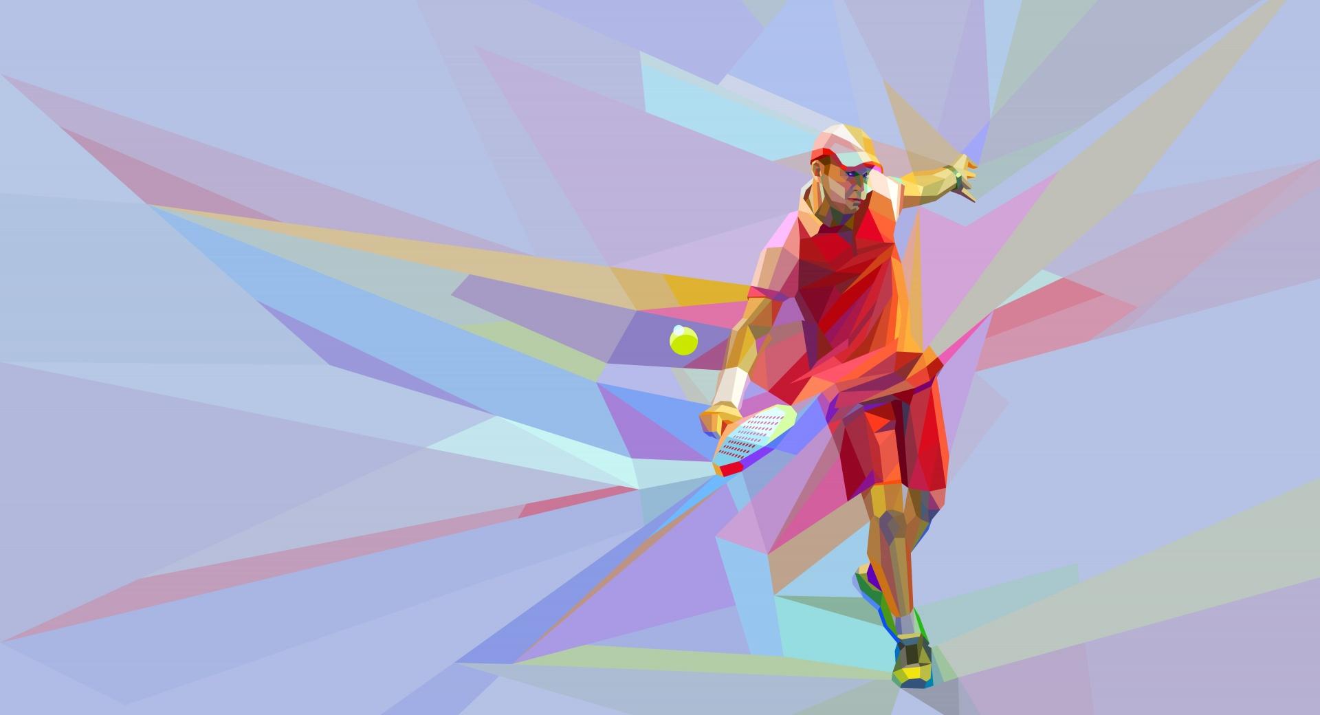 Tennis Player Polygon Art at 1024 x 1024 iPad size wallpapers HD quality