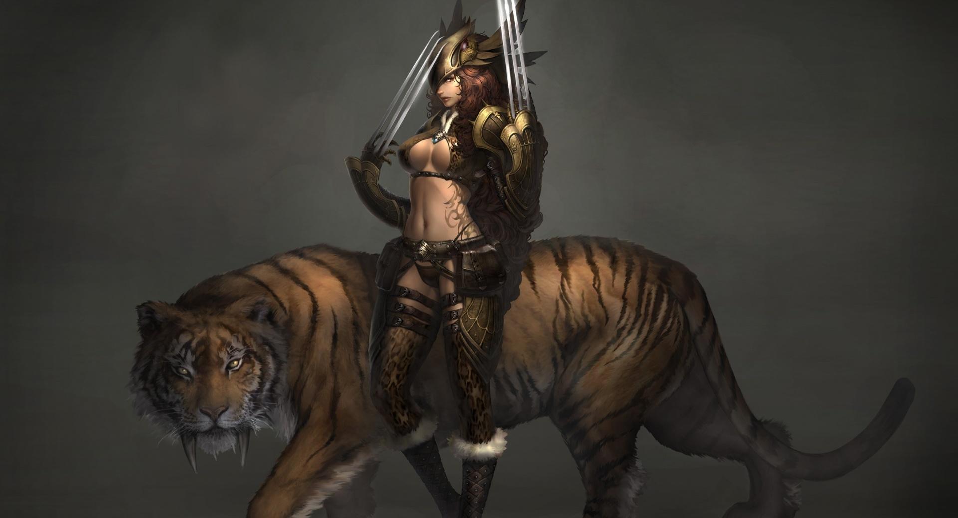 Tiger Woman at 750 x 1334 iPhone 6 size wallpapers HD quality