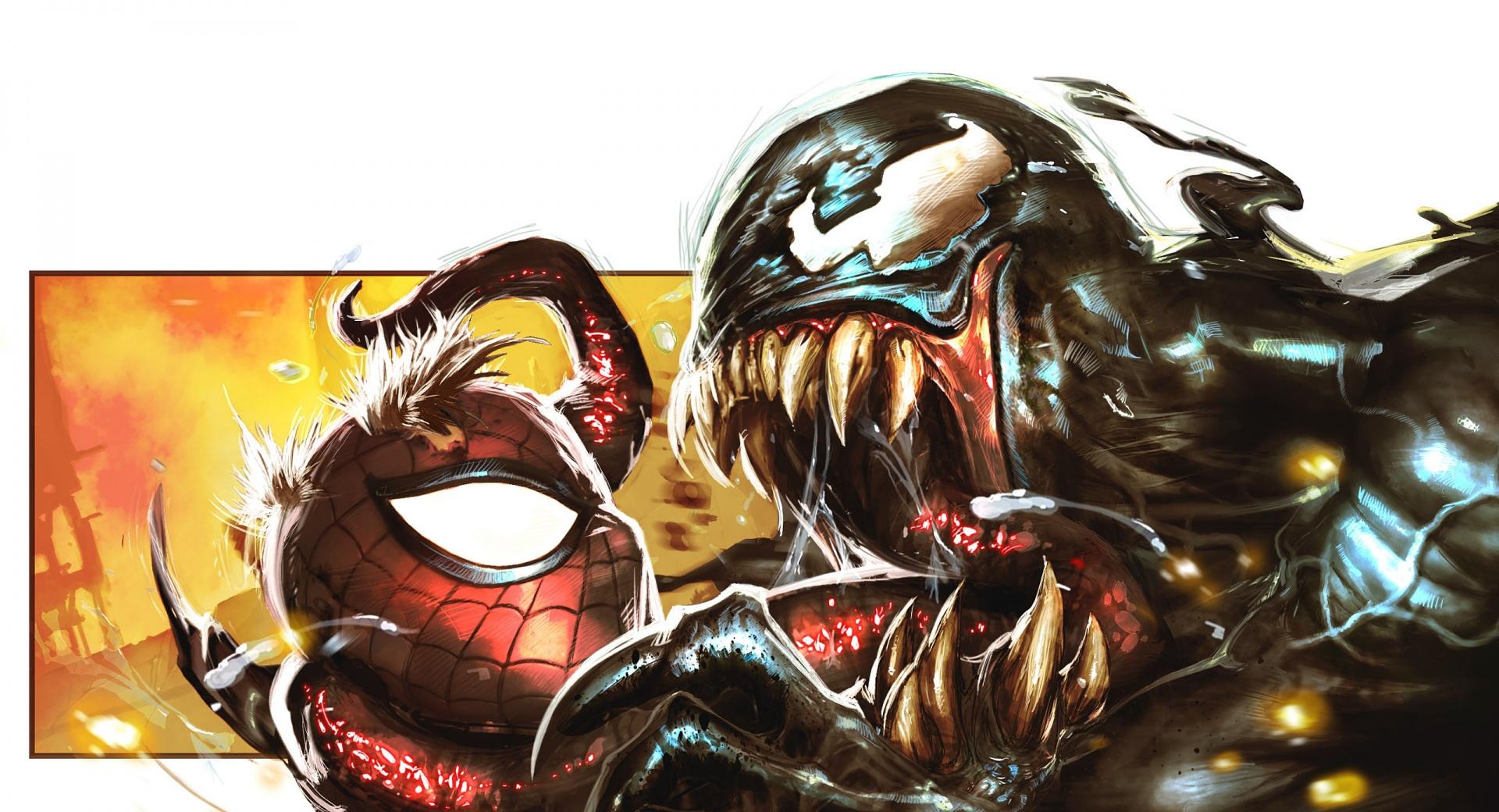 Venom Spiderman Drawing at 1024 x 1024 iPad size wallpapers HD quality
