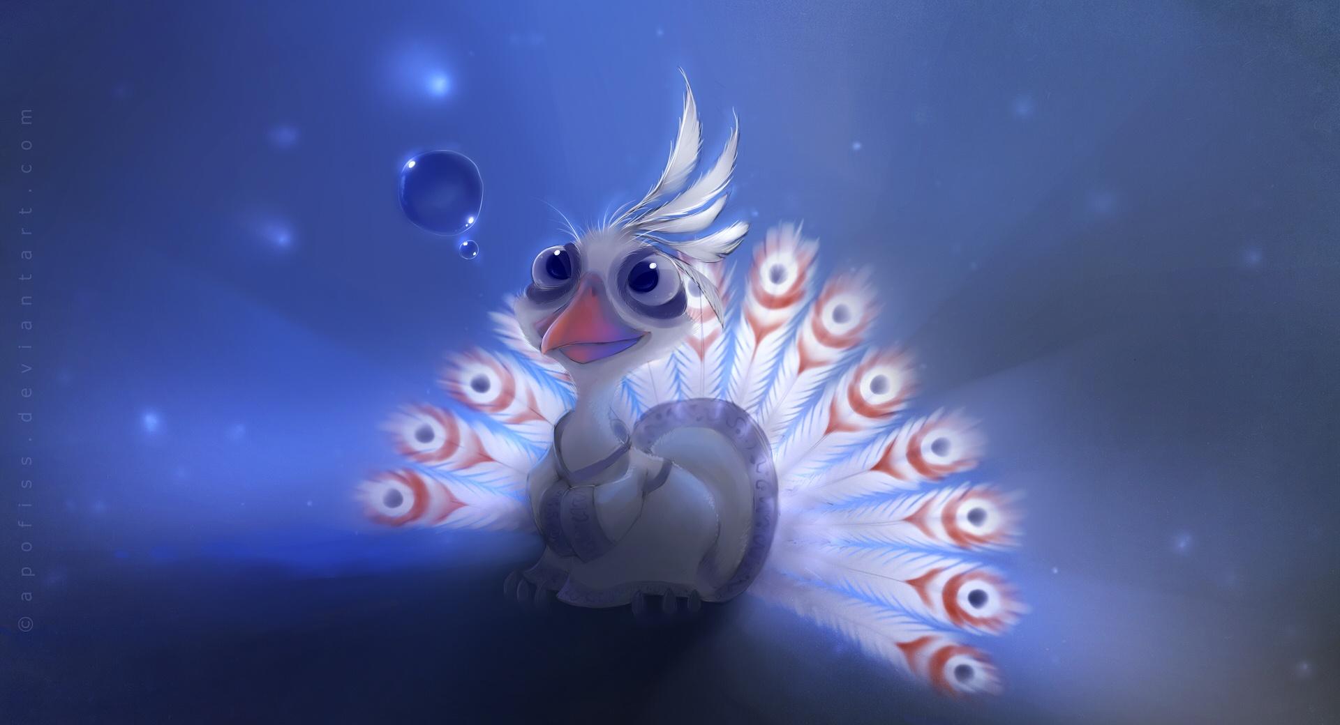 White Peacock Painting at 2048 x 2048 iPad size wallpapers HD quality