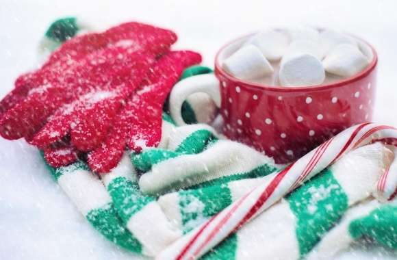 Hot Chocolate, Candy Cane, Snow, Winter