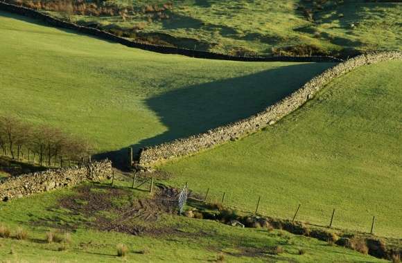 Walls, Green Fields And Morning Shadows