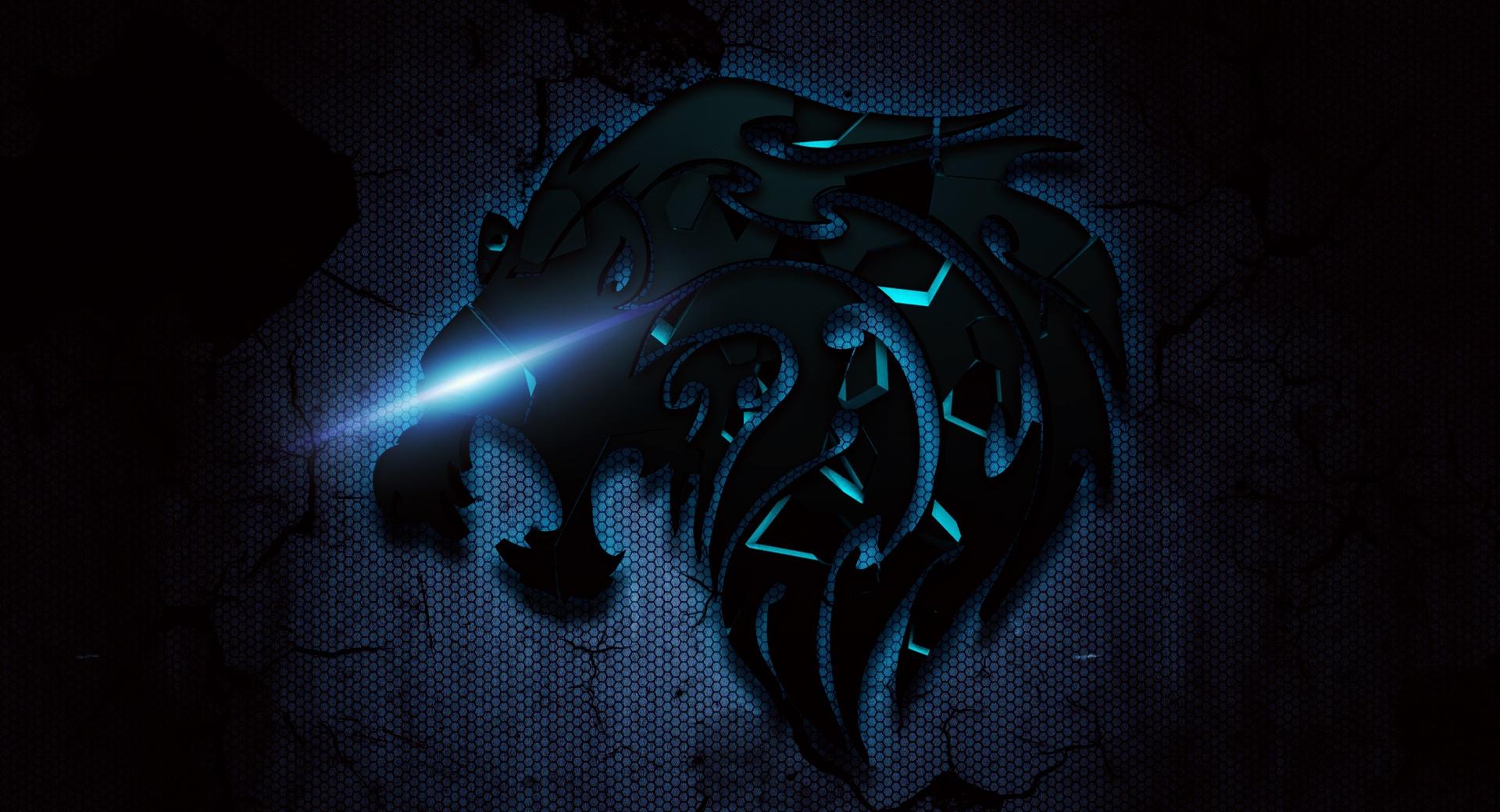 Cracked Lion Blue at 2048 x 2048 iPad size wallpapers HD quality