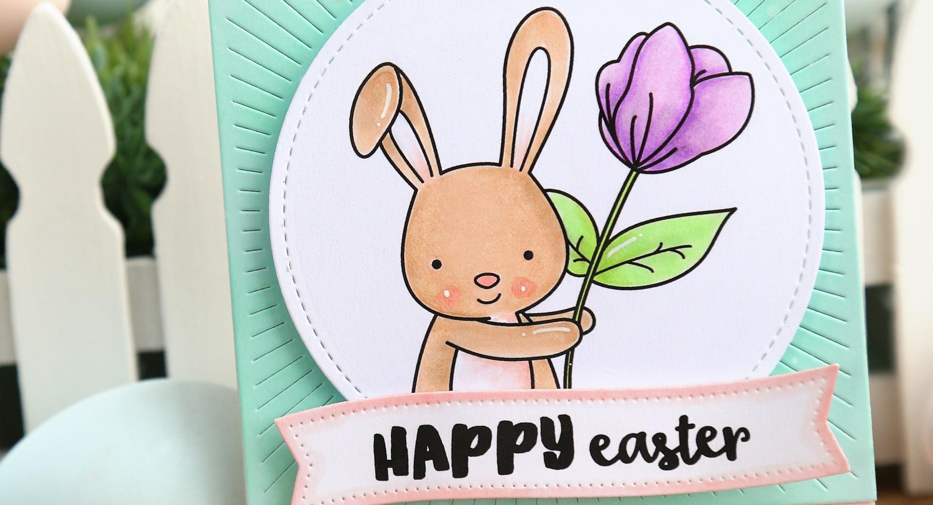 Cute Easter Bunny Card at 1024 x 768 size wallpapers HD quality