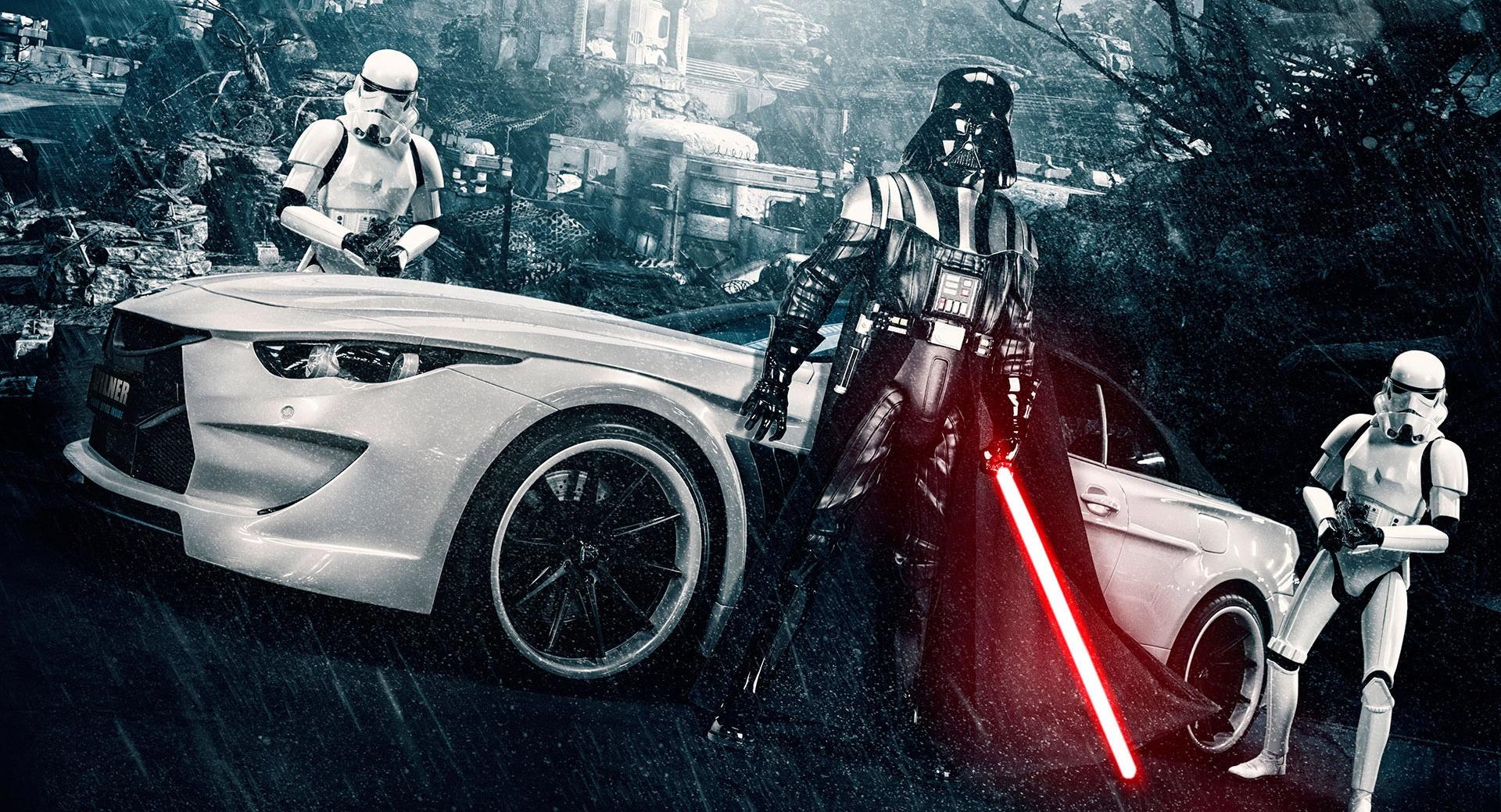 Darth Vader and Stormtroopers at 2048 x 2048 iPad size wallpapers HD quality
