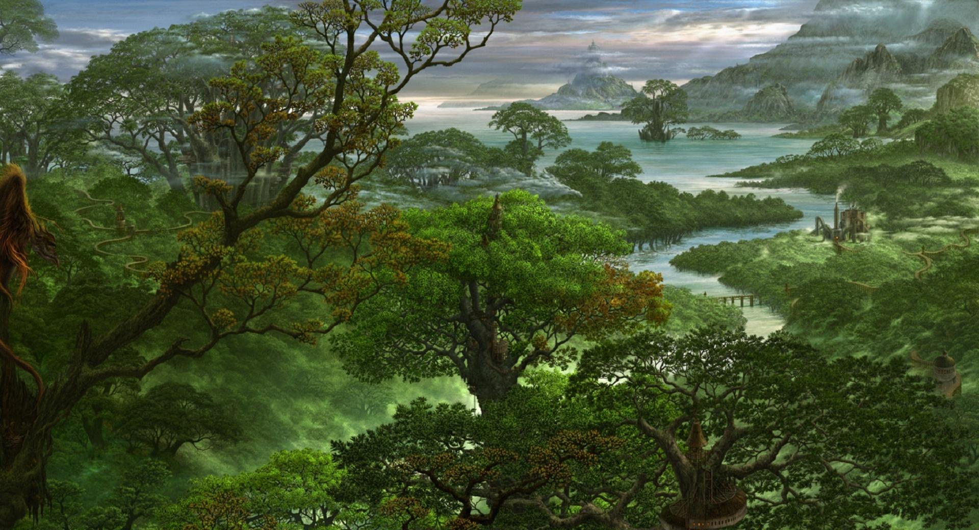 Fantasy Jungle at 2048 x 2048 iPad size wallpapers HD quality