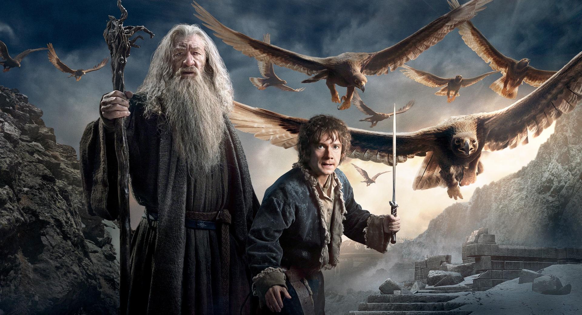 Gandalf Bilbo Baggins Hobbit 3 at 2048 x 2048 iPad size wallpapers HD quality