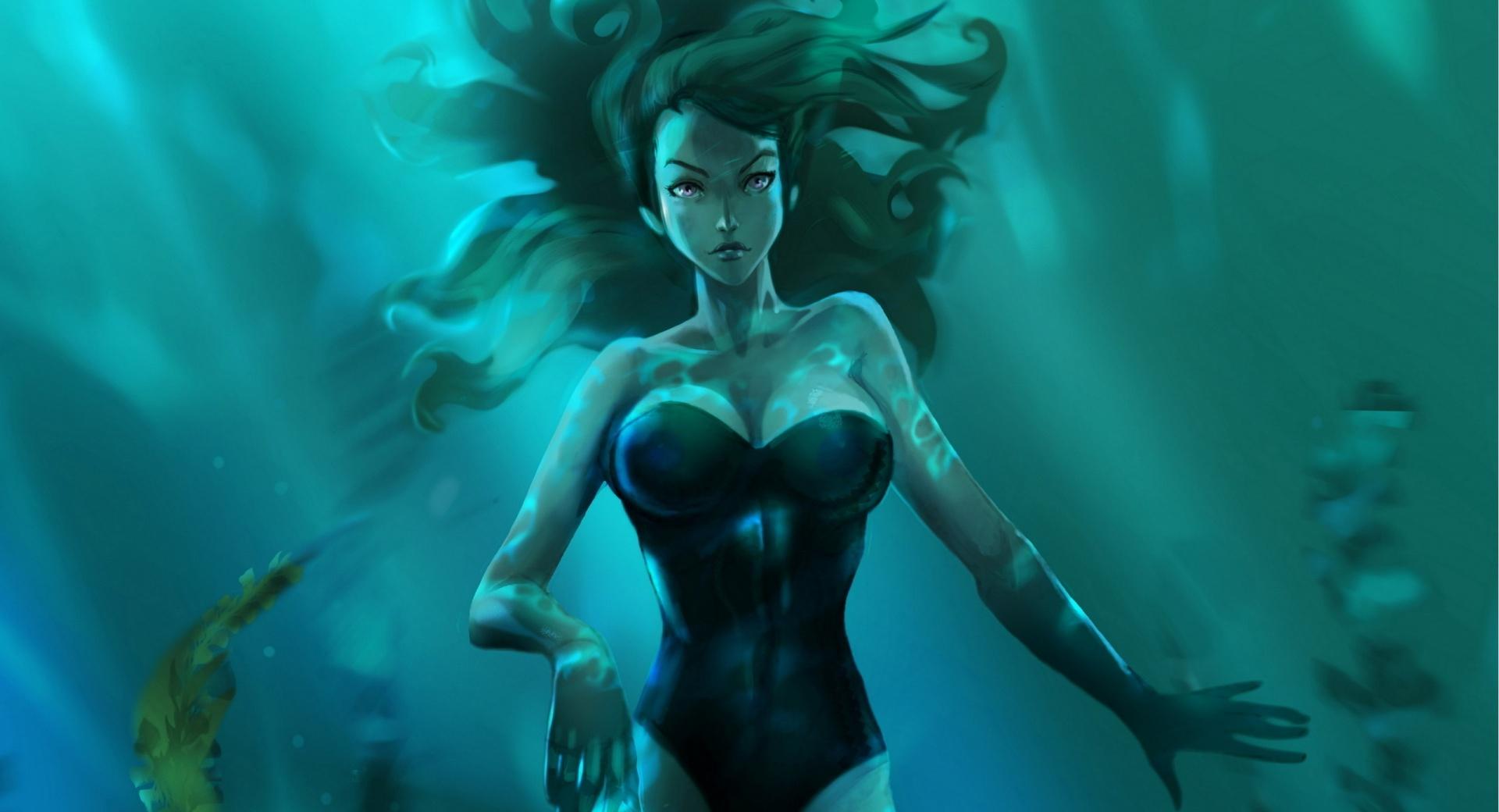 Girl Underwater Painting at 1024 x 1024 iPad size wallpapers HD quality