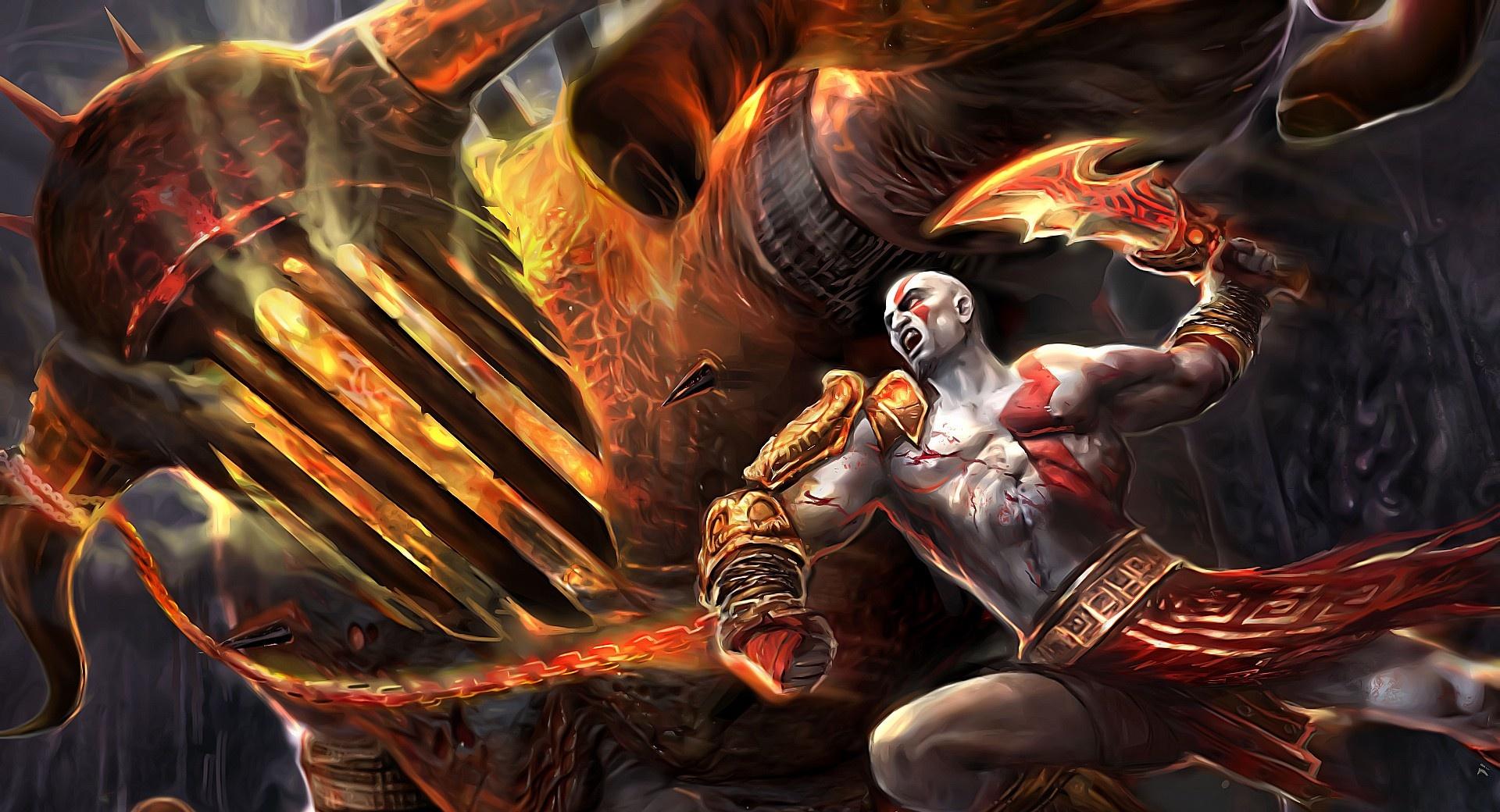 God Of War Fighting at 1334 x 750 iPhone 7 size wallpapers HD quality