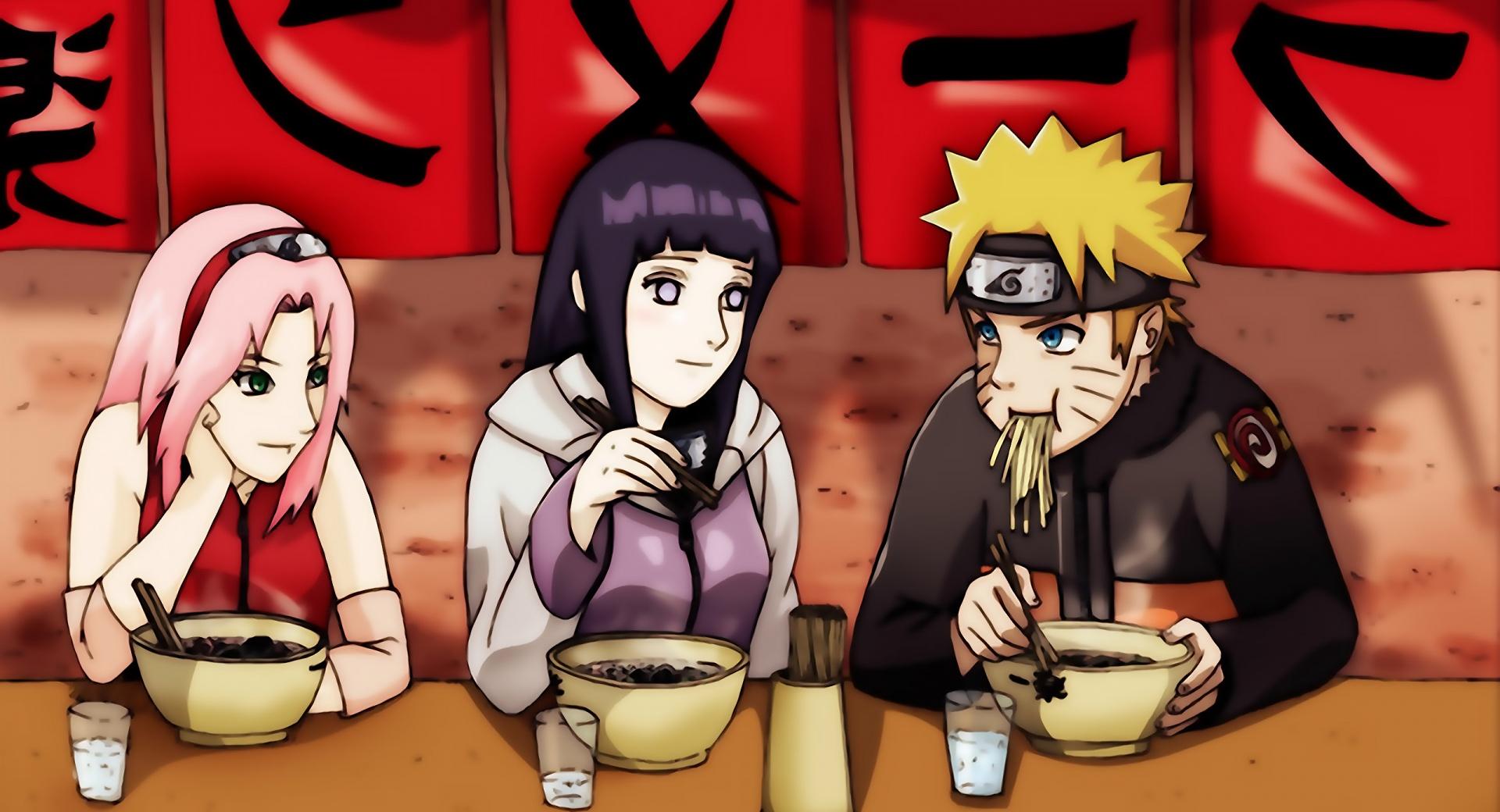 Haruno Sakura, Hyuuga Hinata And Naruto Uzumaki at 1024 x 1024 iPad size wallpapers HD quality