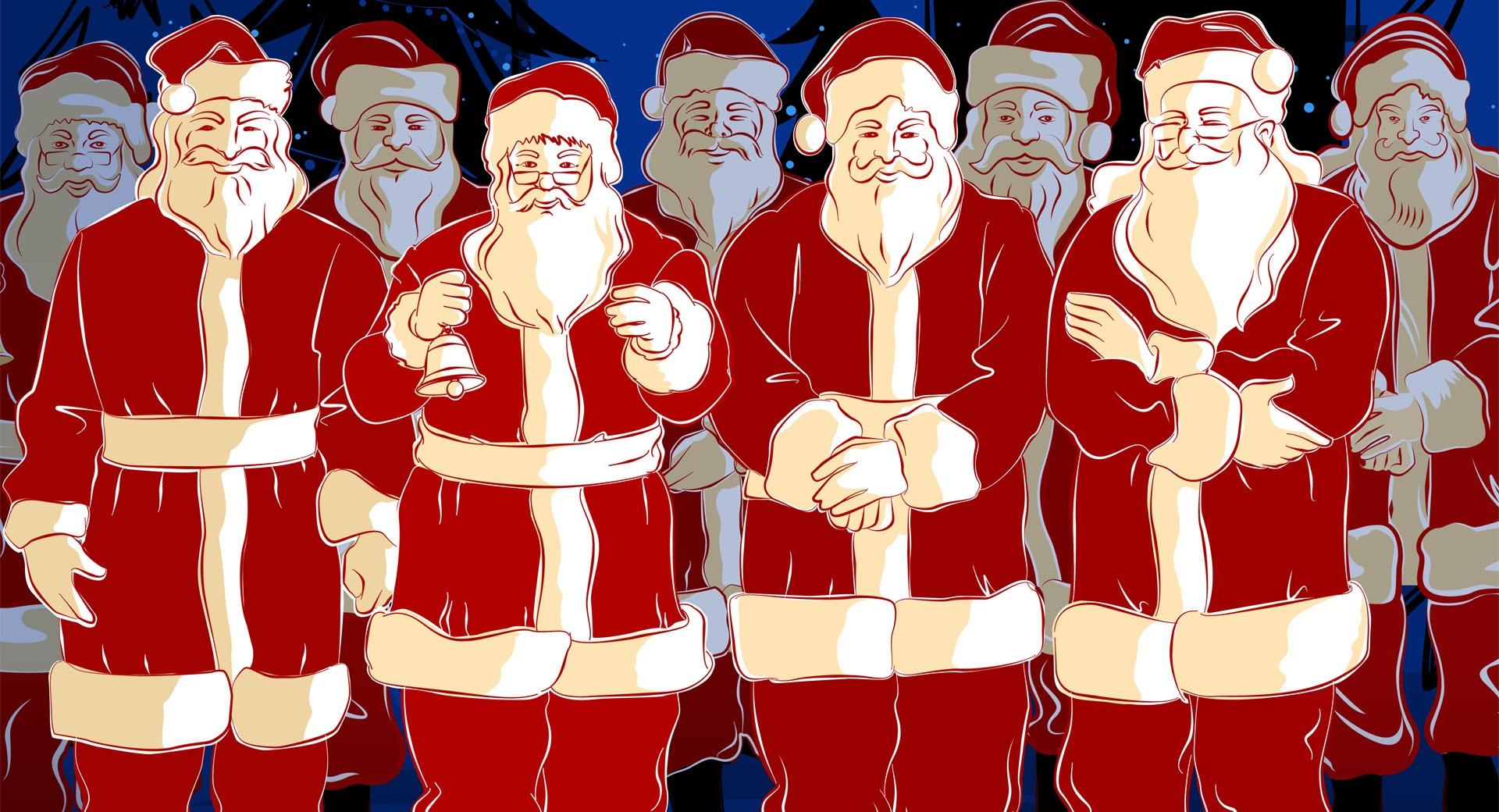 Lots Of Santa Christmas at 640 x 1136 iPhone 5 size wallpapers HD quality