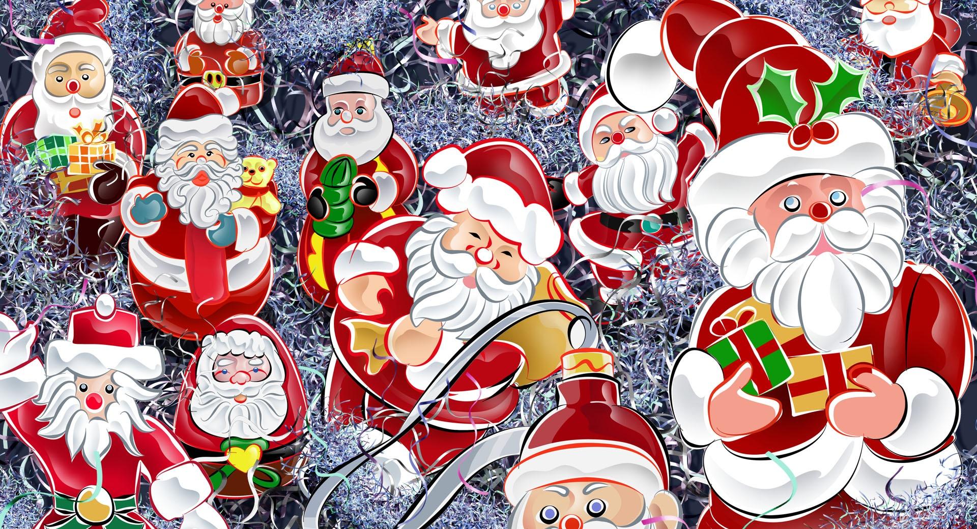 Lots Of Santas Christmas at 2048 x 2048 iPad size wallpapers HD quality